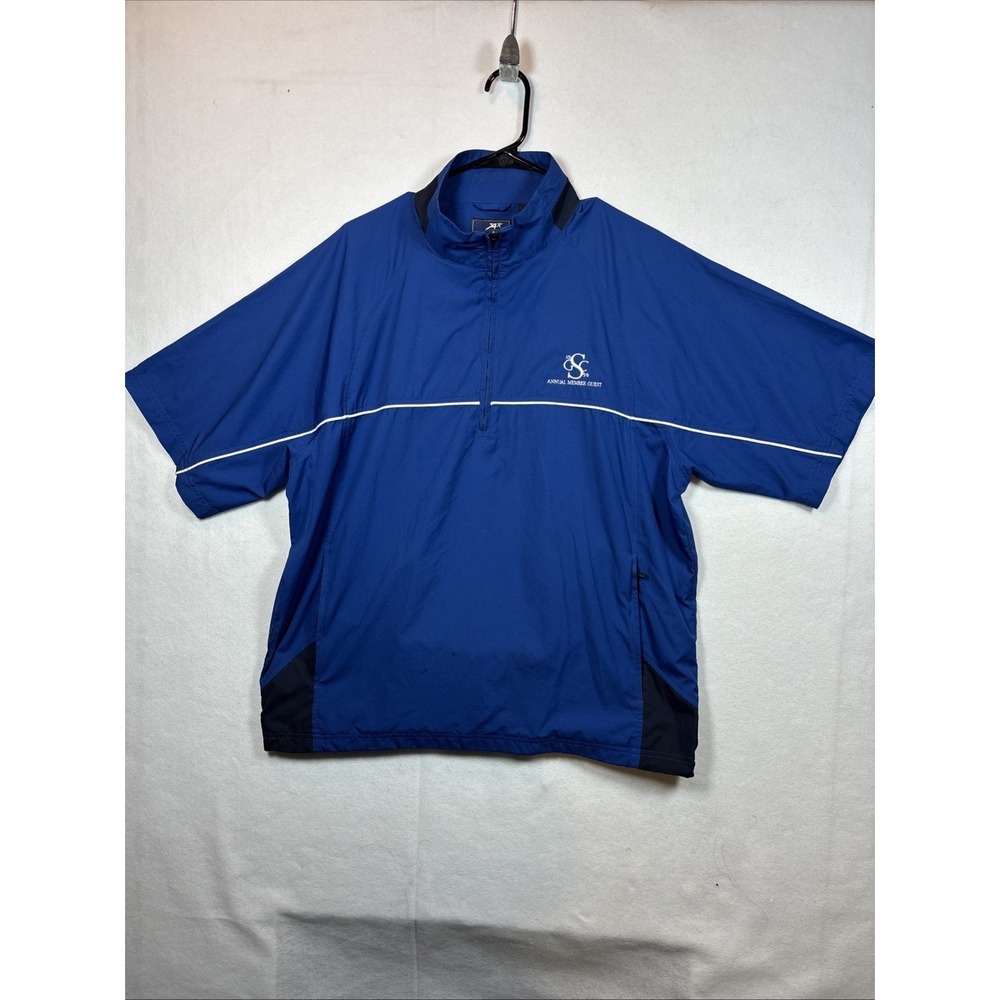 AHEAD EXTREME Mens Blue Short Sleeve Quarter Zip Pullover Golf Windbreaker LG